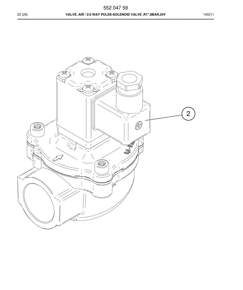 55024849a 550 248 49a Solenoid - Sandvik Technical Drawing