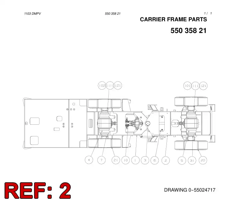 55024988 550 249 88 CARRIER (FRONT) - Sandvik Technical Drawing