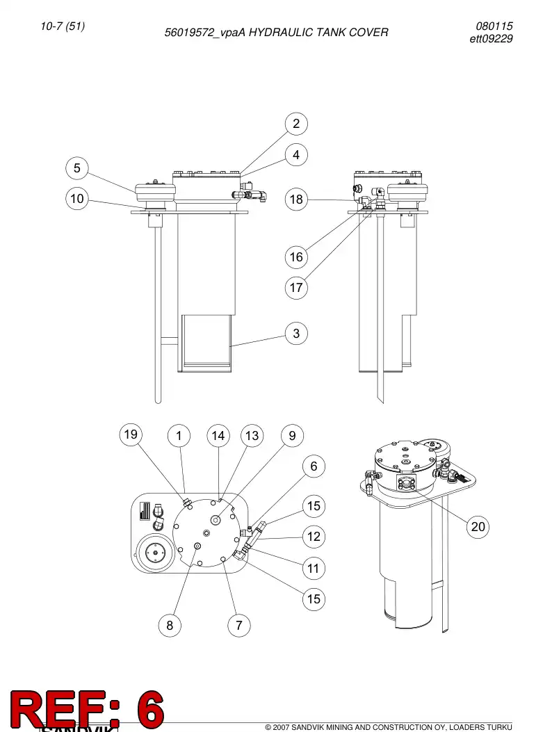 55024995 550 249 95 Sensor - Sandvik Technical Drawing