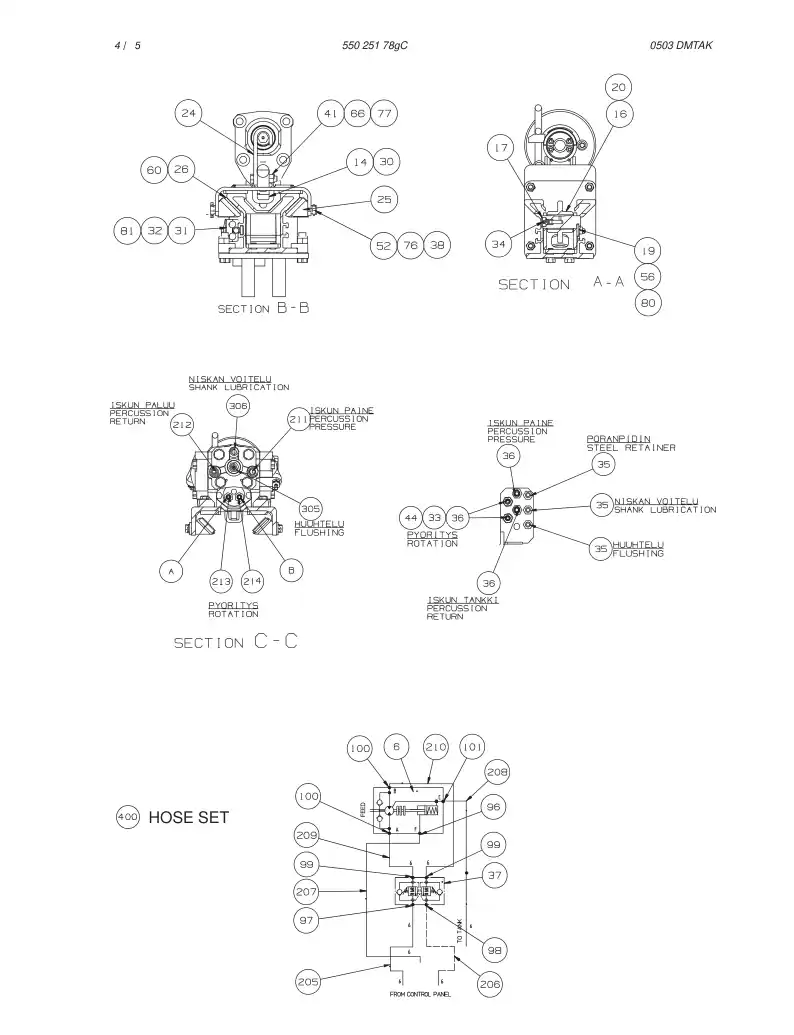 55025178hC 550 251 78hC FEED ASSEMBLY CF100X32 - Sandvik Technical Drawing