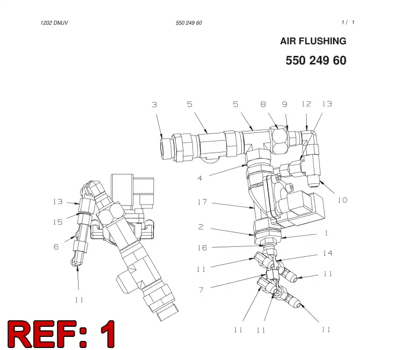 55025295 550 252 95 Adapter (hydraulic) - Sandvik Technical Drawing