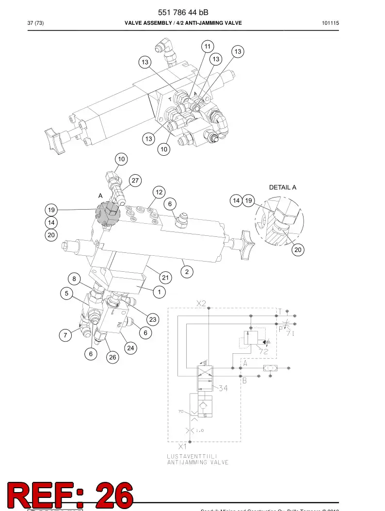 55025305b 550 253 05b Valve, Throttle - Sandvik Technical Drawing
