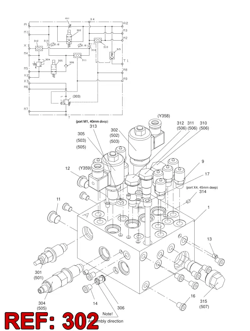 55025307 550 253 07 DIRECTIONAL VALVE - Sandvik Technical Drawing