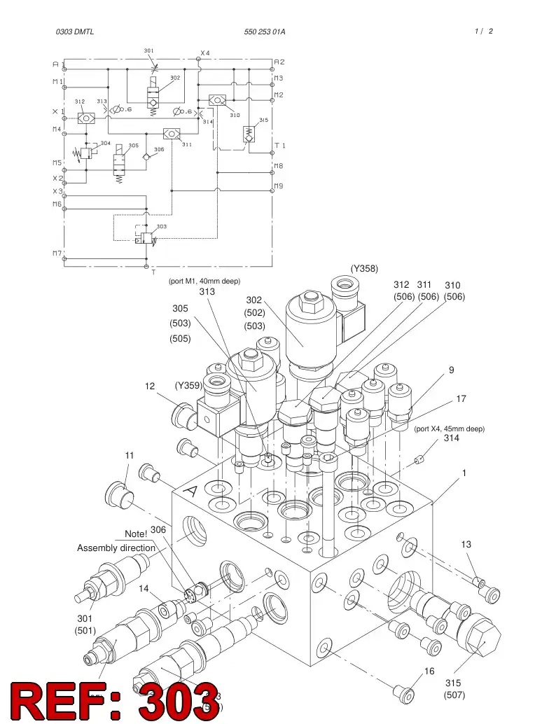 55025344 550 253 44 STEERING VALVE - Sandvik Technical Drawing