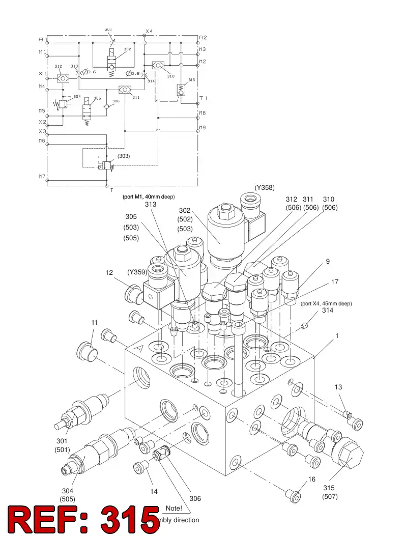 55025354 550 253 54 Valve, Check, Pilot to Open - Sandvik Technical Drawing
