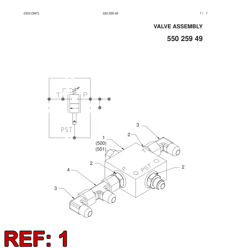 55025358 550 253 58 PRESSURE RELIEF VALVE ASSY - Sandvik Technical Drawing