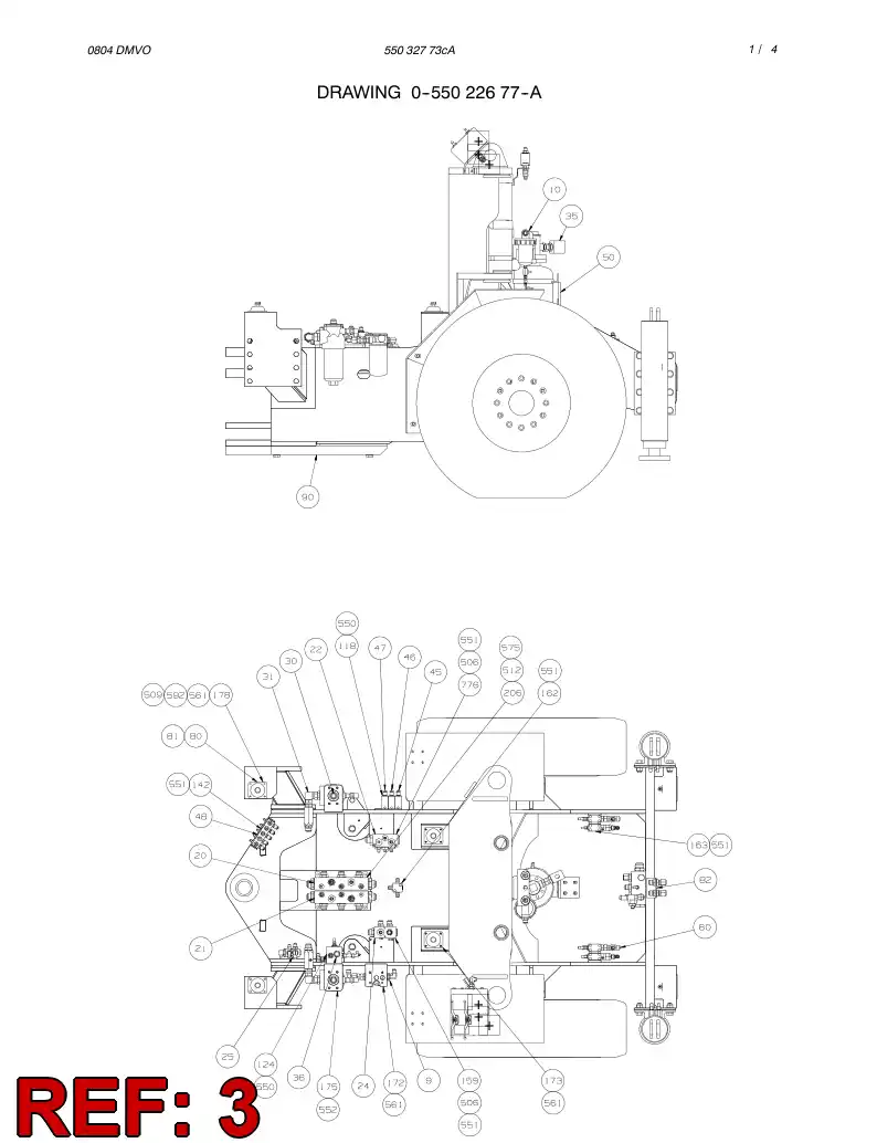 55025455 550 254 55 DRIVING PLATFORM ASSEMBLY - Sandvik Technical Drawing