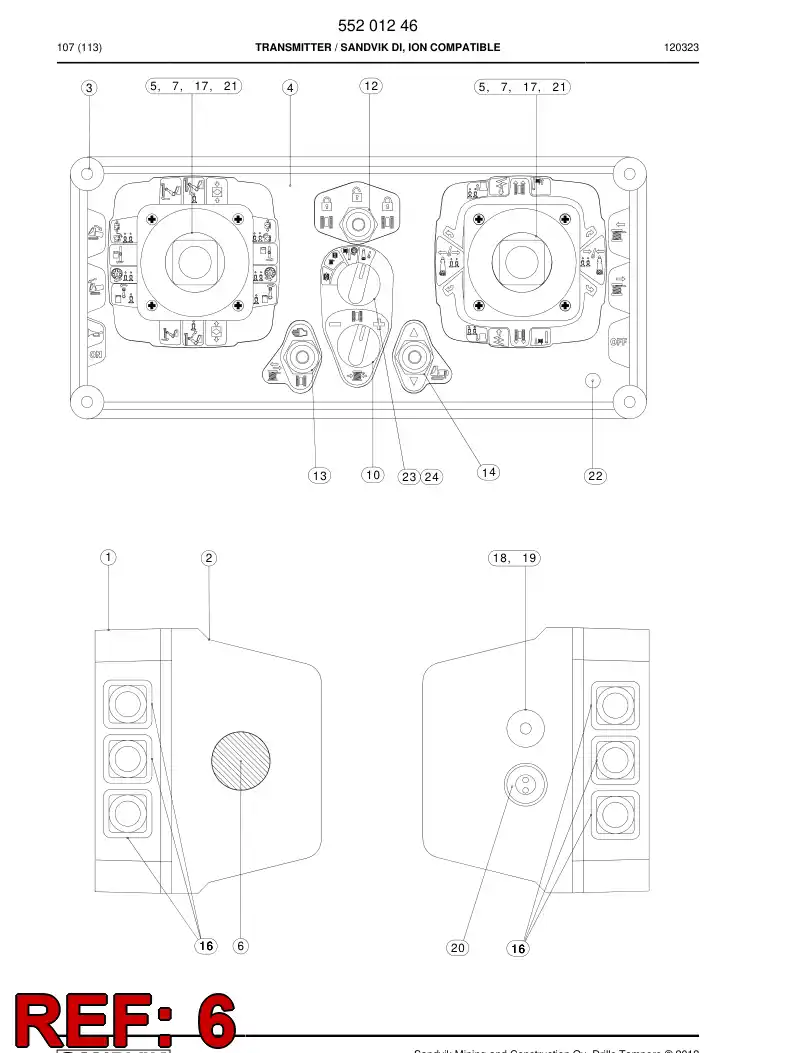 550 255 64a Button, Emergency Stop - drawing