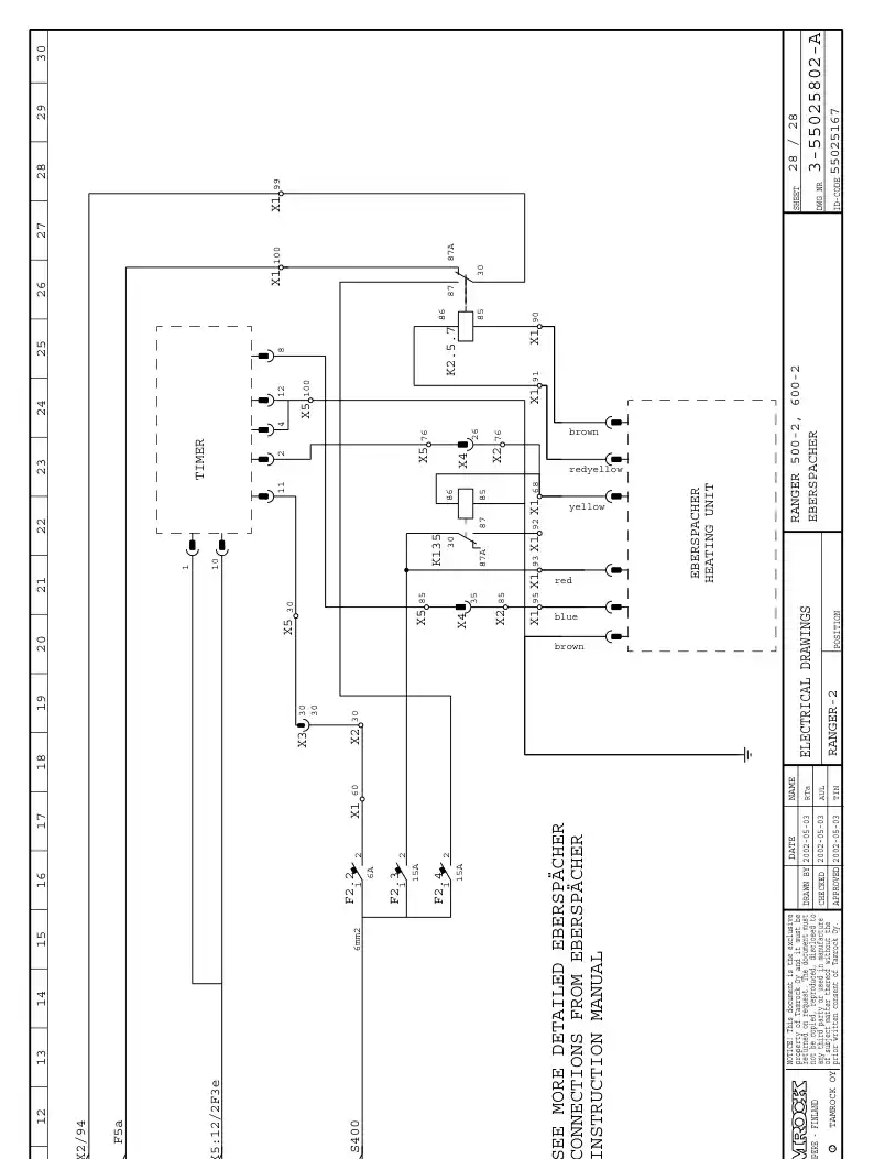 55025802A 550 258 02A ELECTRIC CIRCUIT DIAGRAM - Sandvik Technical Drawing