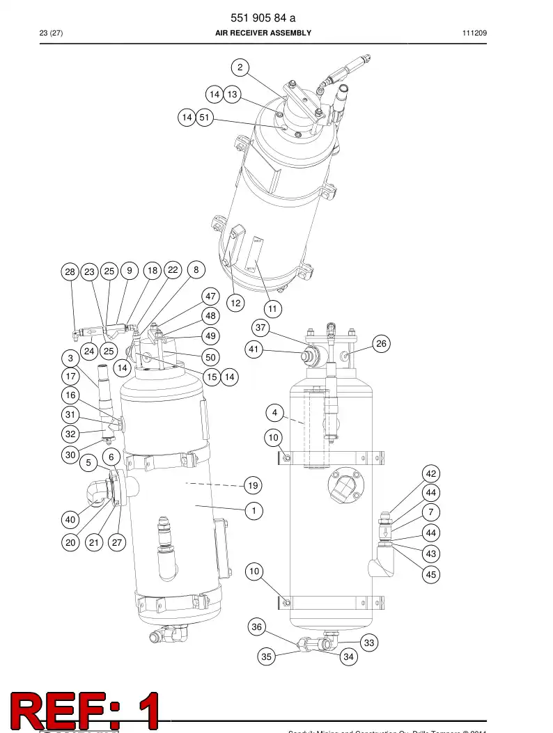 55025960a 550 259 60a Air receiver - Sandvik Technical Drawing