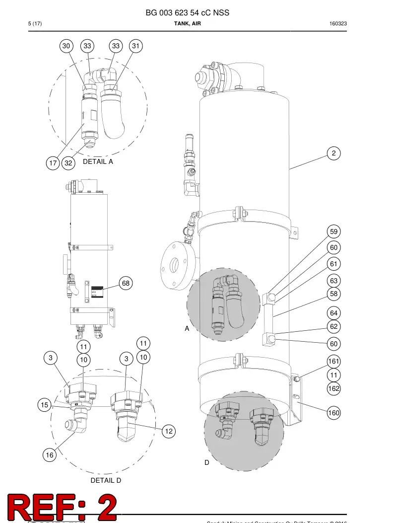 55025961a 550 259 61a Air receiver - Sandvik Technical Drawing