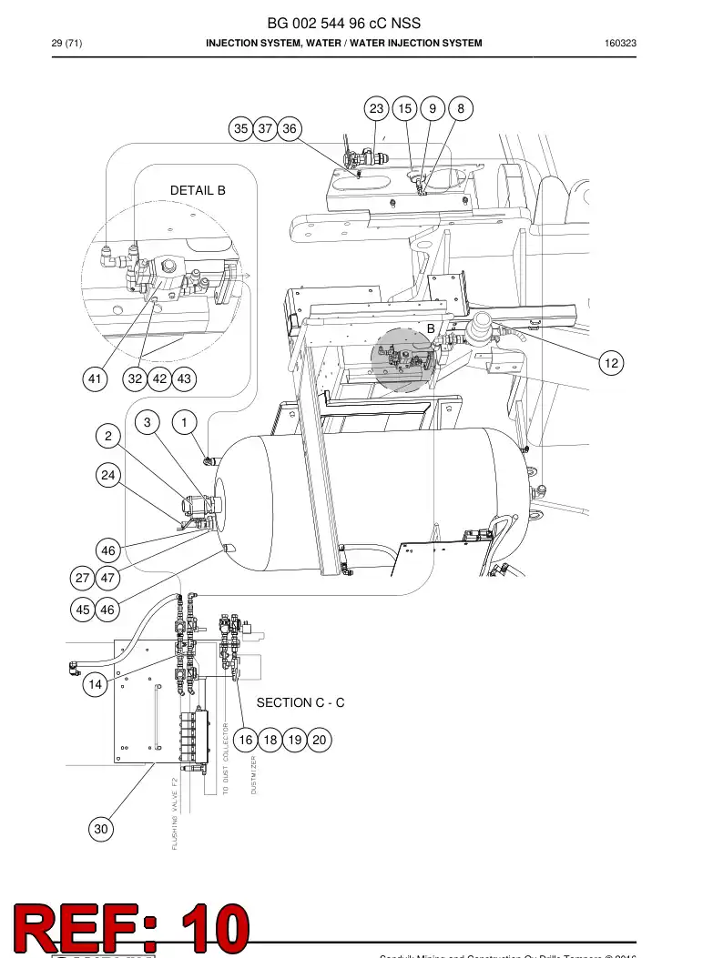 55025962b 550 259 62b Tank, Water - Sandvik Technical Drawing