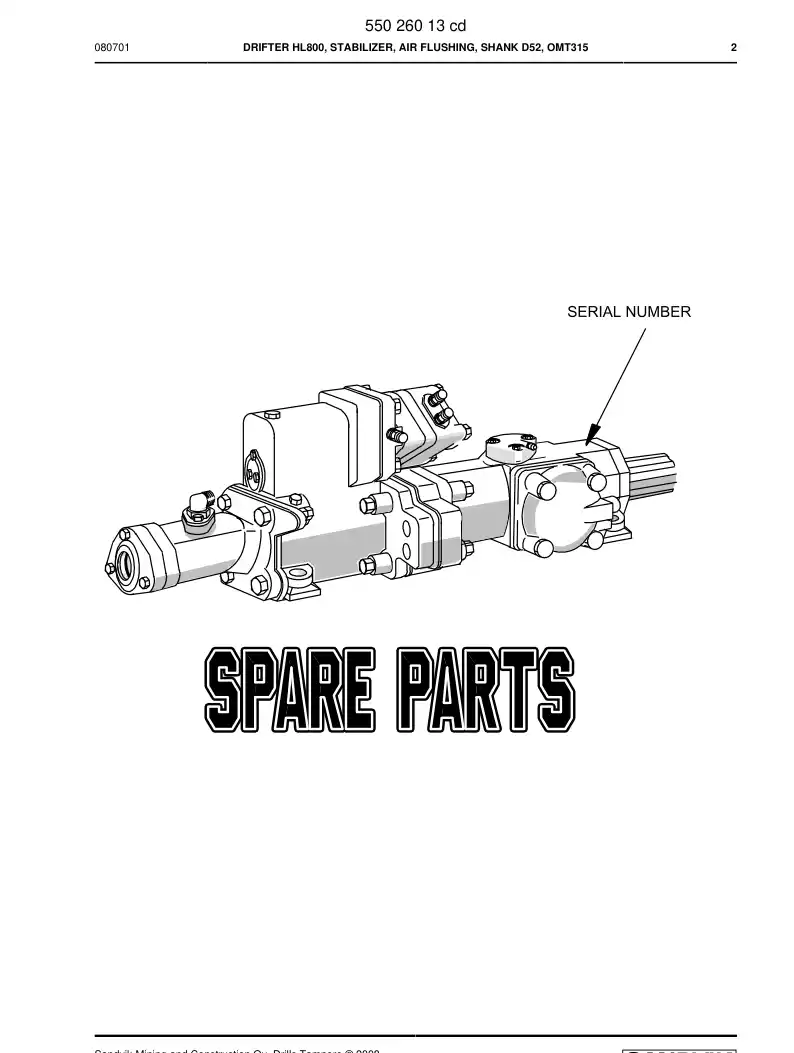 55026013c 550 260 13c ROCK DRILL - Sandvik Technical Drawing