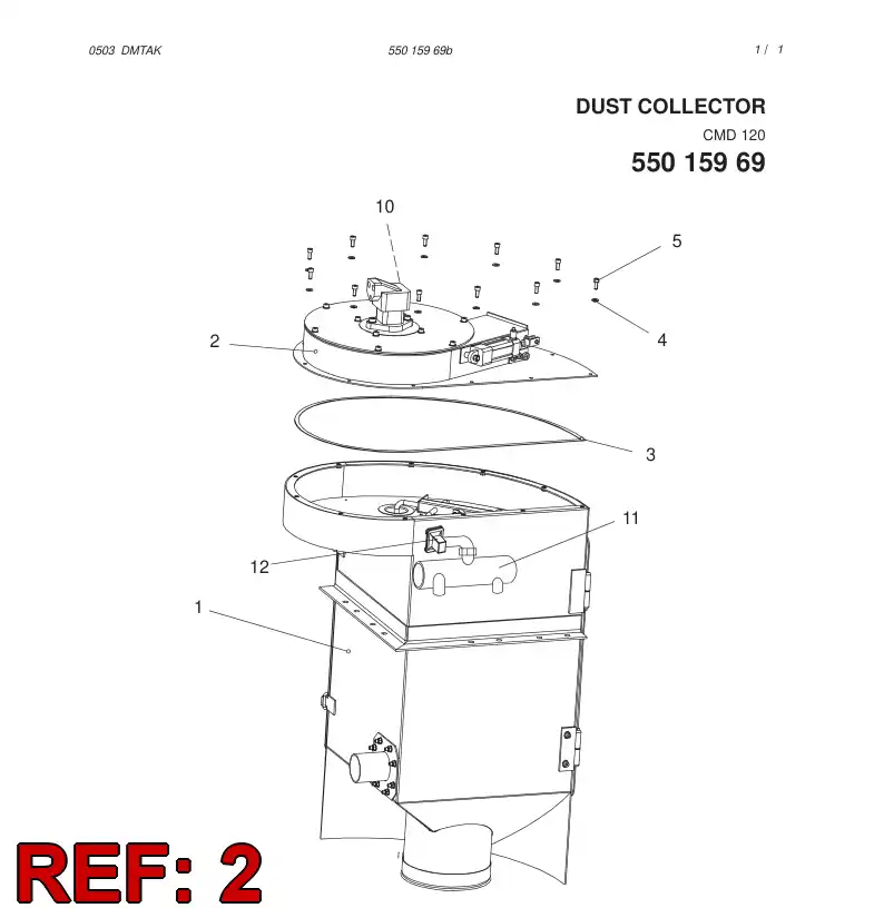 55026046 550 260 46 DUST COLLECTOR (BLOWER PART) - Sandvik Technical Drawing