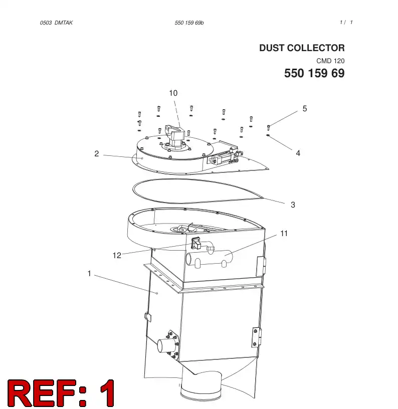 55026054 550 260 54 DUST COLLECTOR (SPACER PART) - Sandvik Technical Drawing