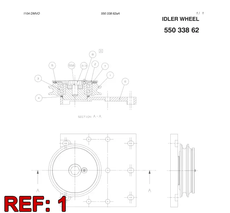 55026109 550 261 09 IDLER WHEEL - Sandvik Technical Drawing