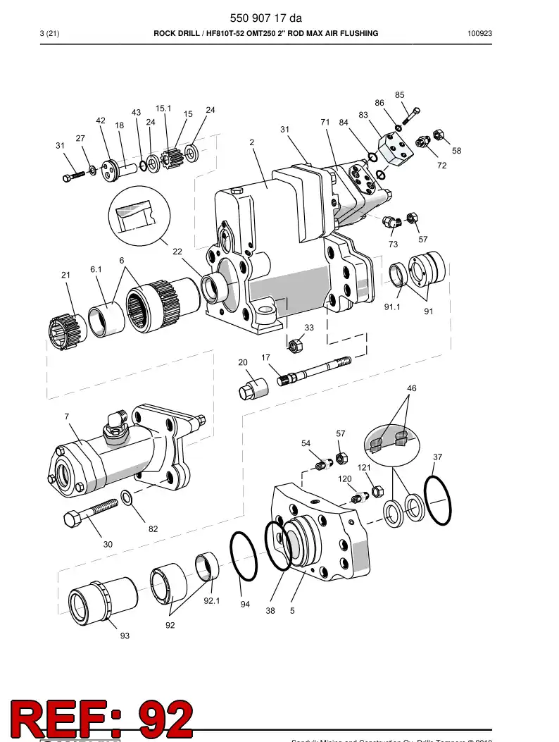 55026123b 550 261 23b PISTON, Stabilizer - Sandvik Technical Drawing