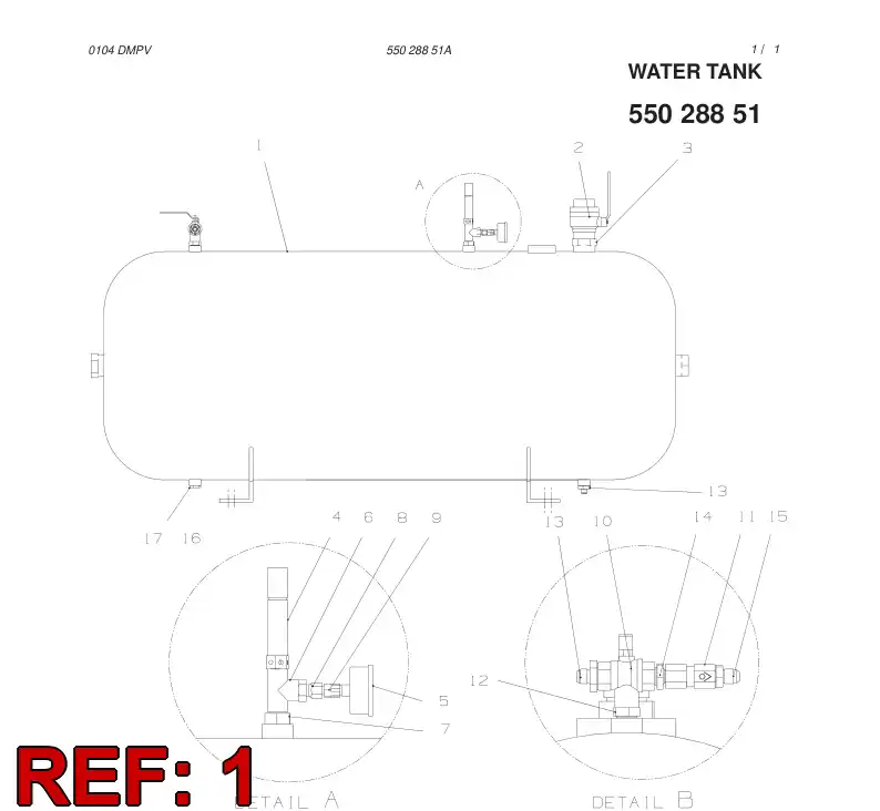 55026132 550 261 32 AIR RECEIVER - Sandvik Technical Drawing