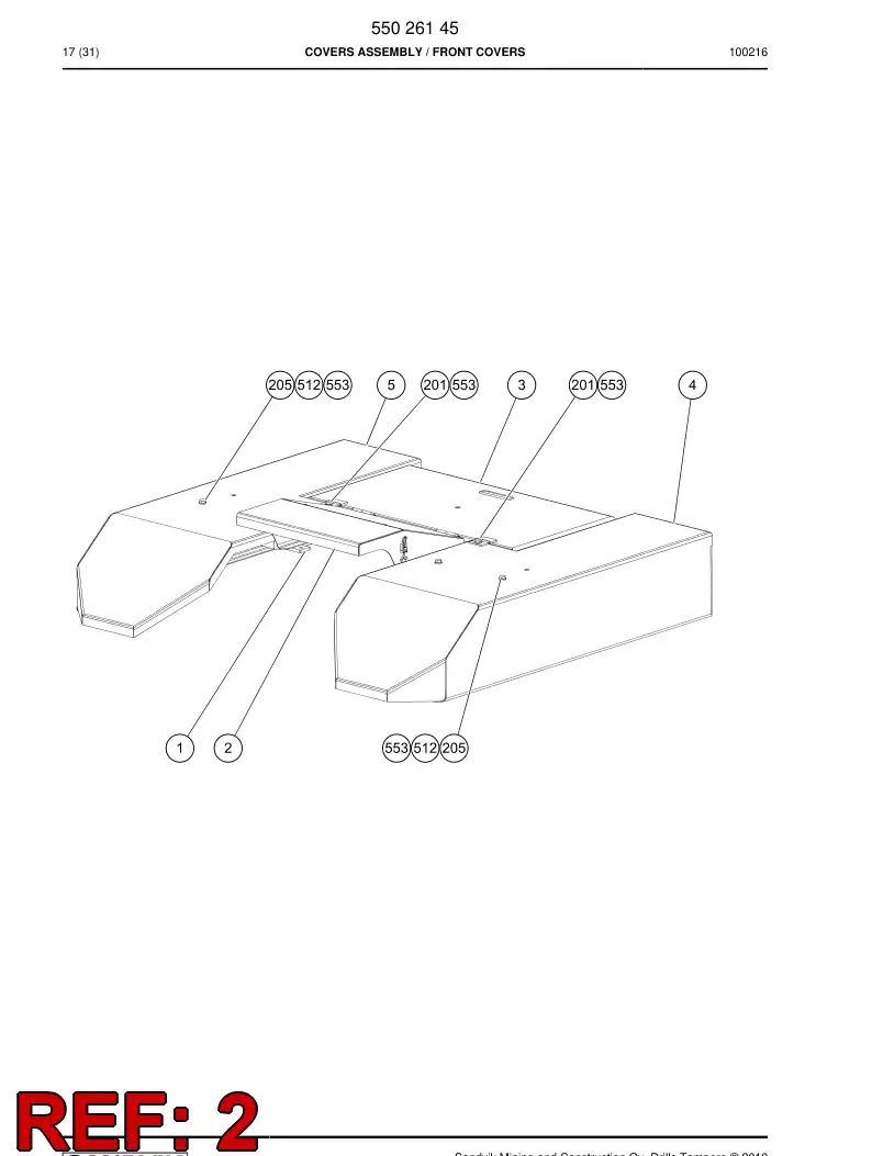 55026175a 550 261 75a Cover plate - Sandvik Technical Drawing