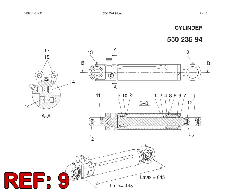 55026446 550 264 46 Ring, Backing - Sandvik Technical Drawing