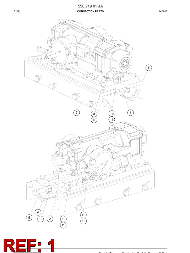 55026464c 550 264 64c Mounting piece - Sandvik Technical Drawing