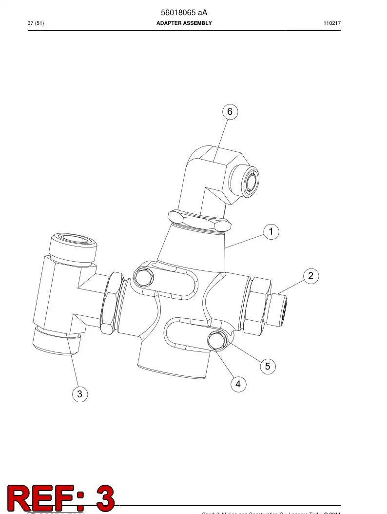 55026505 550 265 05 Adapter, Tee - Sandvik Technical Drawing