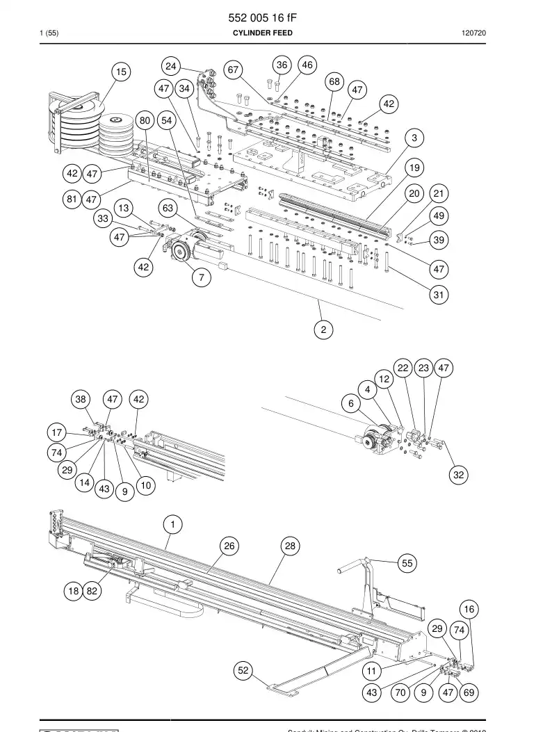 55026539 550 265 39 Slide rail - Sandvik Technical Drawing