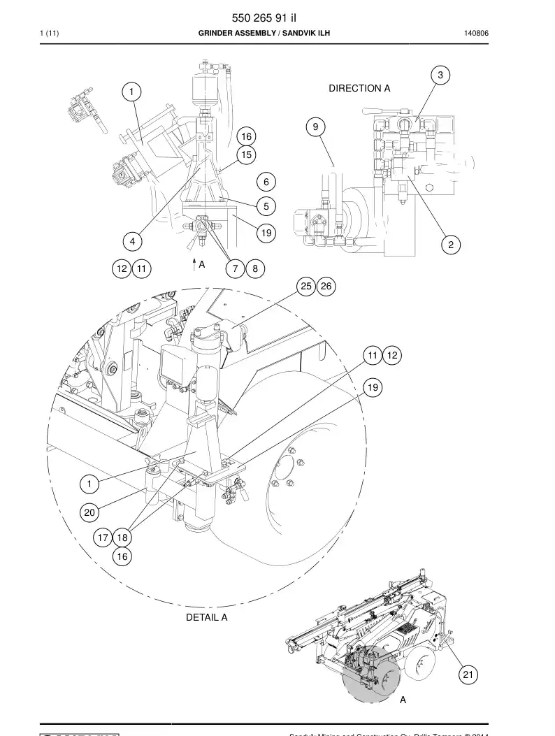 55026591i 550 265 91i Grinder Assembly - Sandvik Technical Drawing