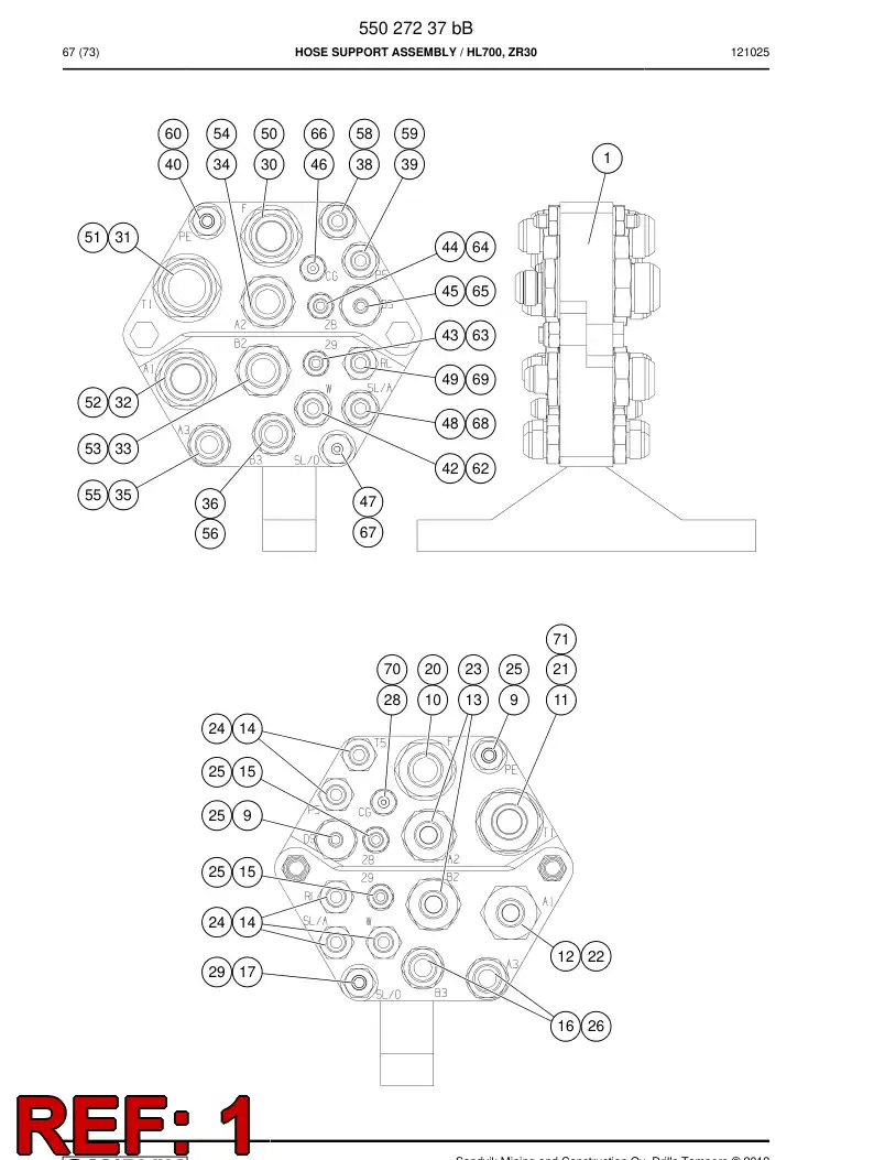 55026803 550 268 03 Bulkhead plates - Sandvik Technical Drawing