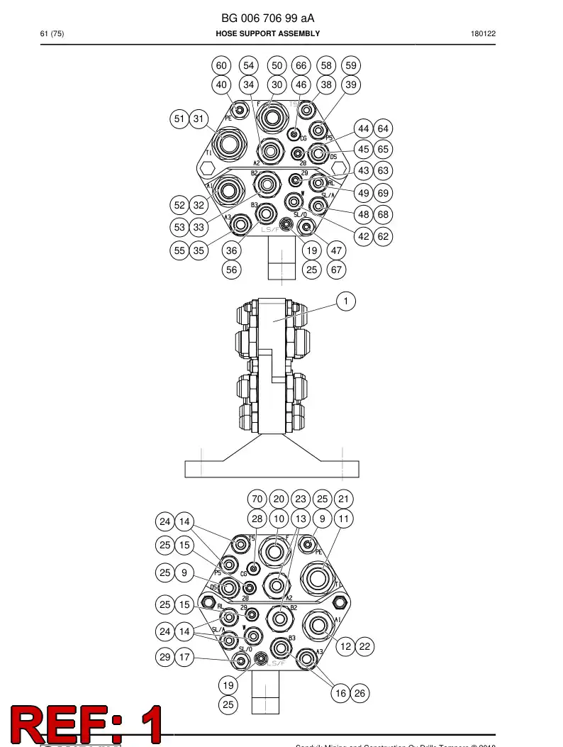 55026803b 550 268 03b Bulkhead - Sandvik Technical Drawing
