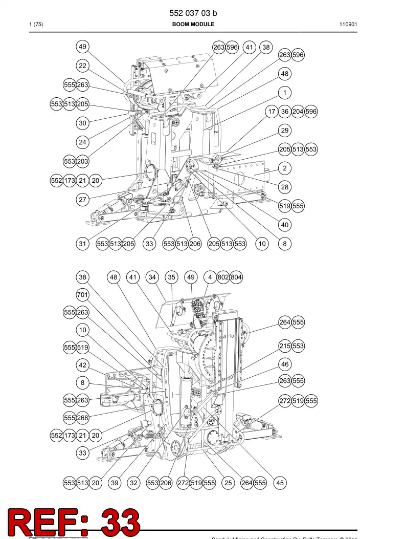 55026934 550 269 34 Support, Hose - Sandvik Technical Drawing