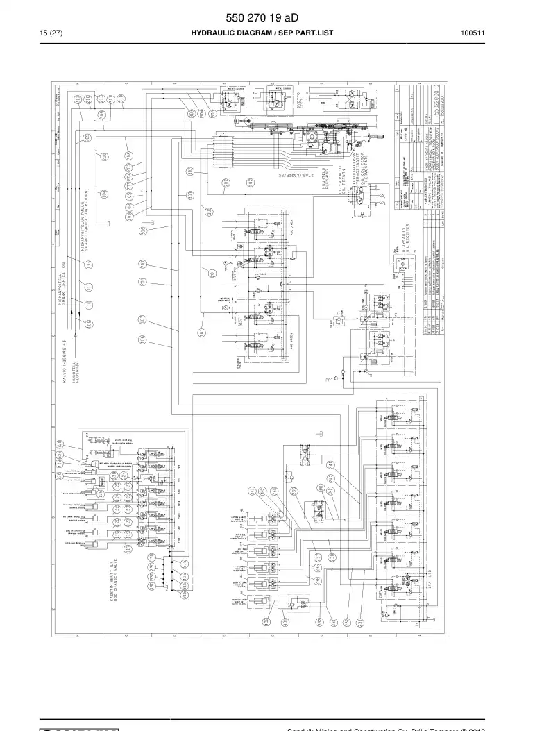 55027019a 550 270 19a HYDRAULIC DIAGRAM - Sandvik Technical Drawing