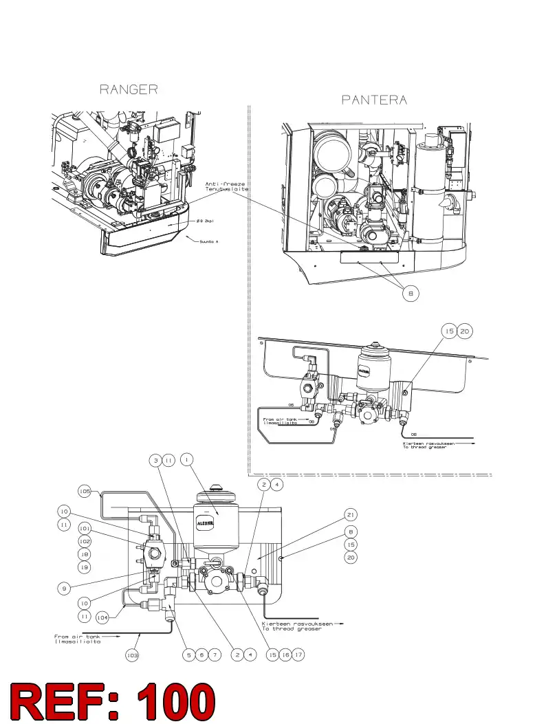 55027054 550 270 54 PNEUMATIC DIAGRAM - Sandvik Technical Drawing