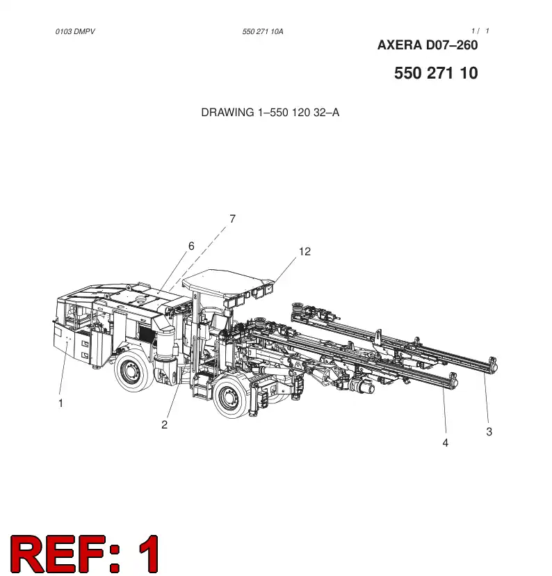 55027103 550 271 03 REAR MODULE - Sandvik Technical Drawing