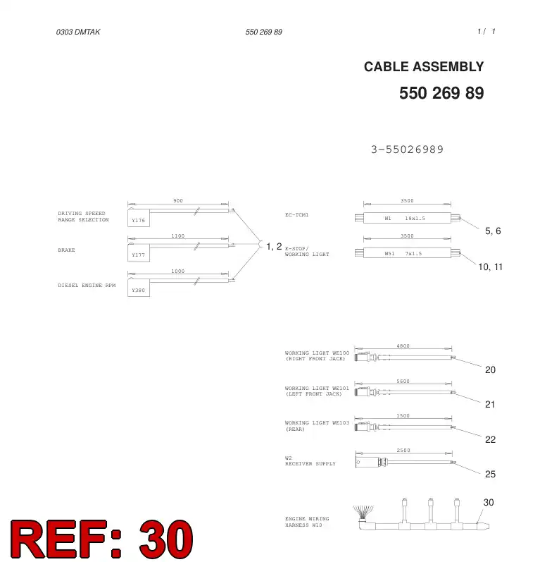 55027184 550 271 84 WIRING HARNESS ASSEMBLY - Sandvik Technical Drawing
