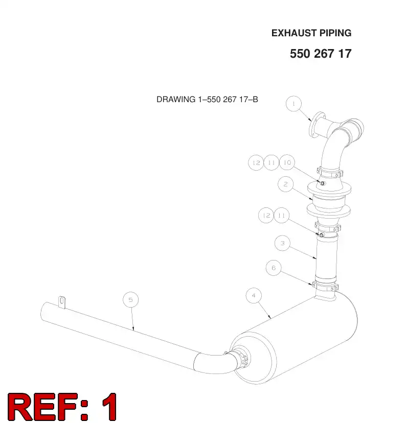 55027469 550 274 69 EXHAUST PIPE - Sandvik Technical Drawing
