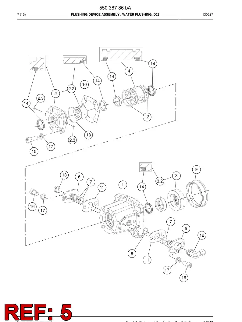 55027737a 550 277 37a Hydraulic Block Assembly - Sandvik Technical Drawing