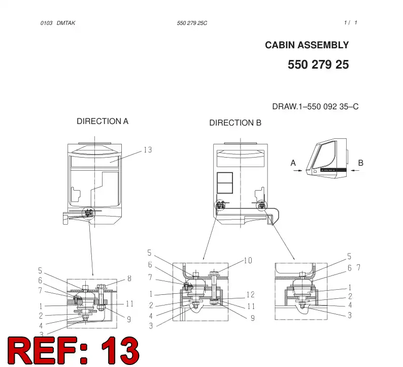 55027924 550 279 24 CABIN ASSEMBLY - Sandvik Technical Drawing