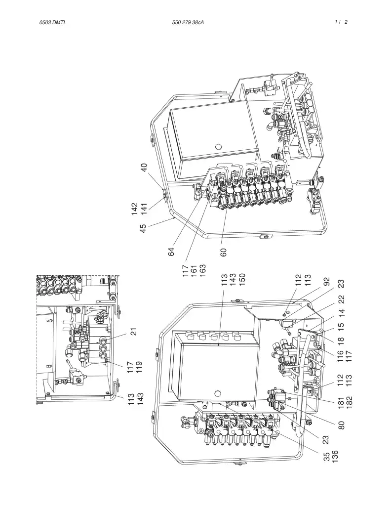 55027938cA 550 279 38cA REAR CONTROL PRING ( DRIVE ) - Sandvik Technical Drawing