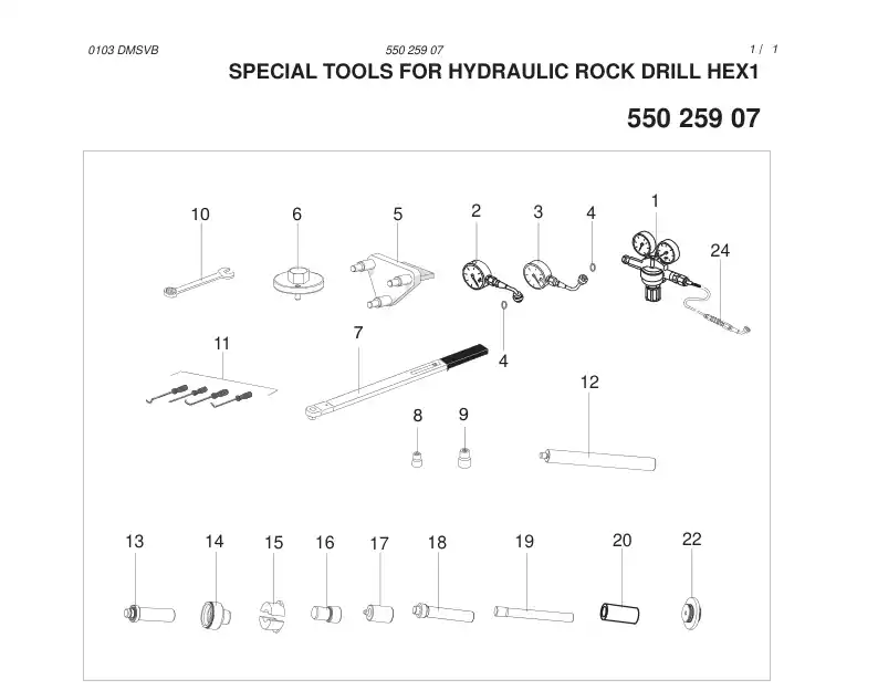 55027951 550 279 51 UPDATE KIT HE 122 -> HEX1 SPECIAL TOOLS - Sandvik Technical Drawing