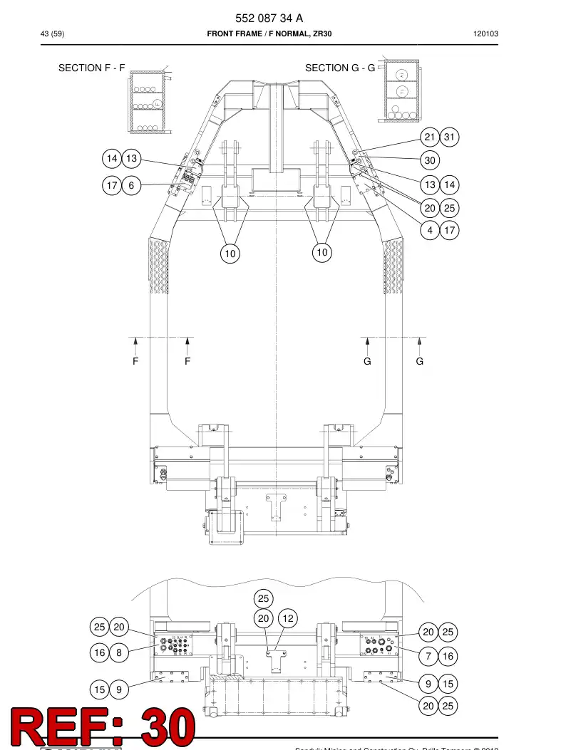 55028151 550 281 51 Cover rubber - Sandvik Technical Drawing