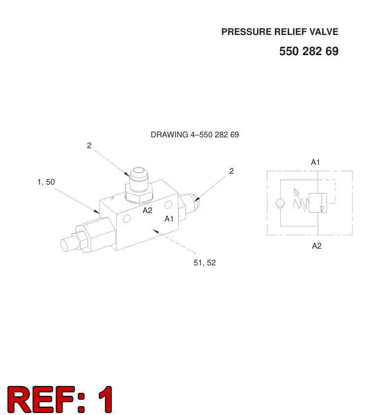 55028231 550 282 31 PRESSURE RELIEF VALVE - Sandvik Technical Drawing