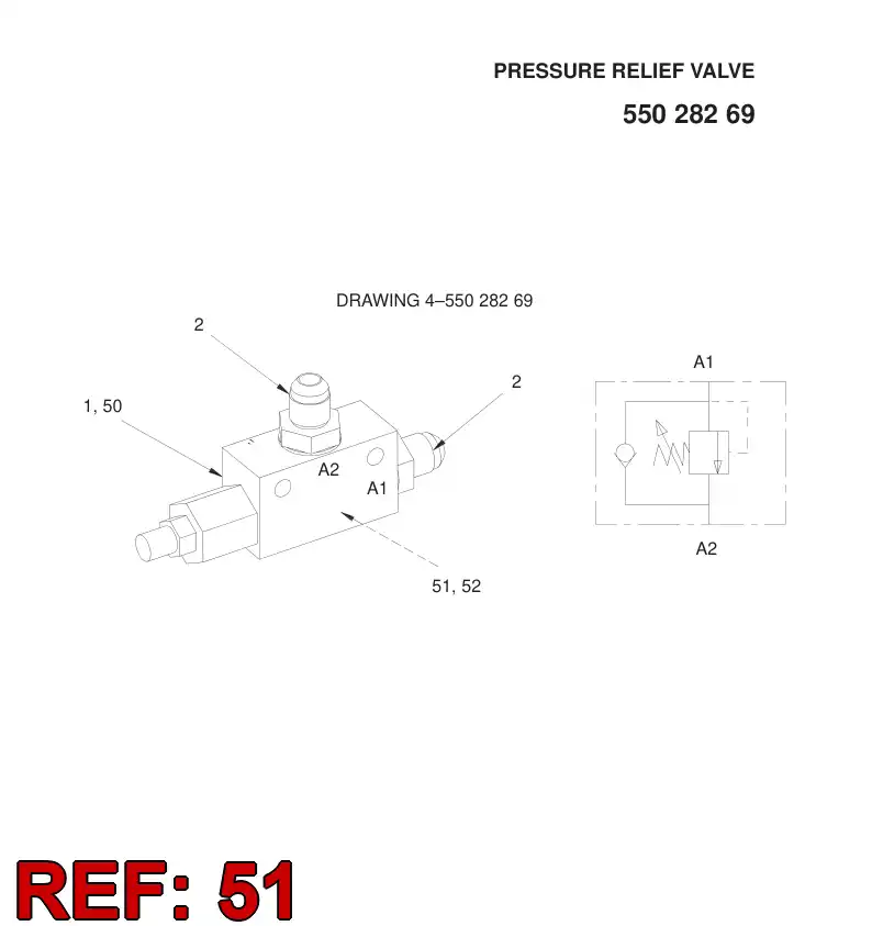 55028232 550 282 32 PRESSURE RELIEF VALVE - Sandvik Technical Drawing