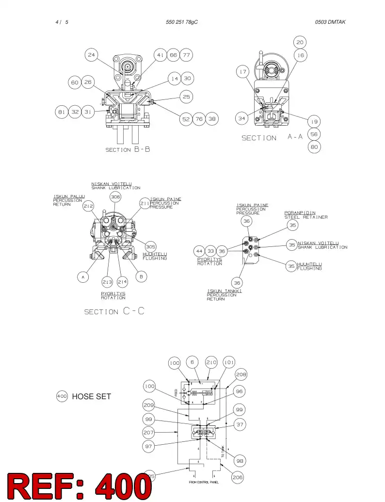 55028234 550 282 34 HOSE SET - Sandvik Technical Drawing