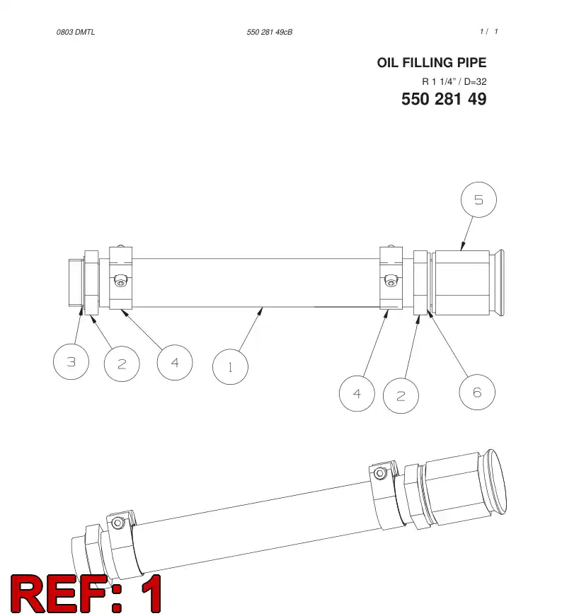 55028239 550 282 39 HYDRAULIC HOSE - Sandvik Technical Drawing
