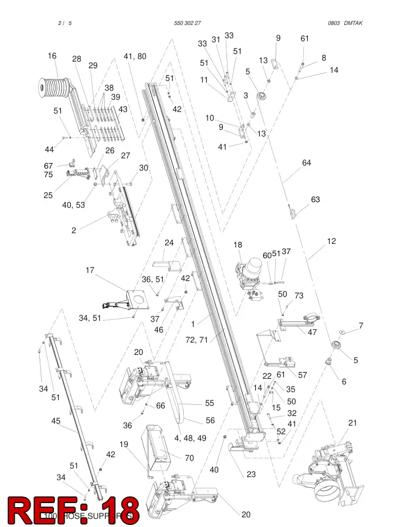 55028343 550 283 43 FEED MECHANISM - Sandvik Technical Drawing