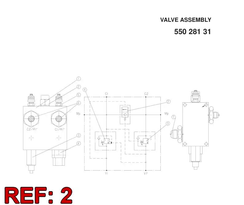 55028424 550 284 24 PRESSURE COMPENSATED LOAD CONTROL VALVE - Sandvik Technical Drawing