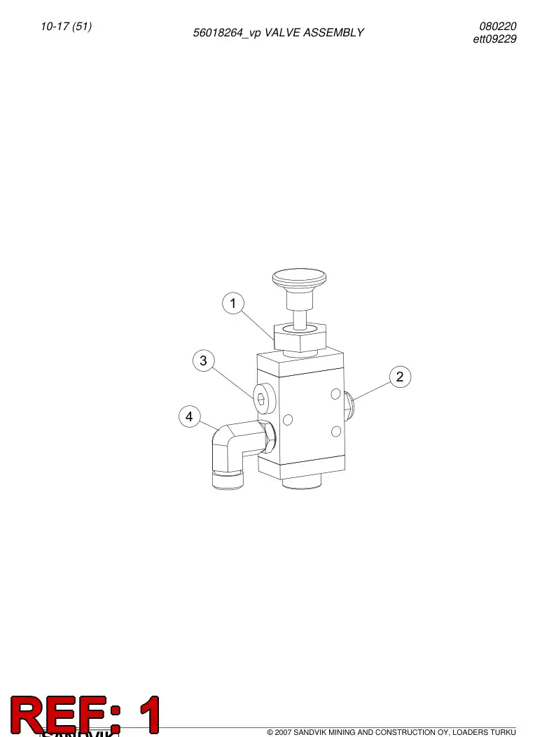 55028556 550 285 56 Directional valve - Sandvik Technical Drawing