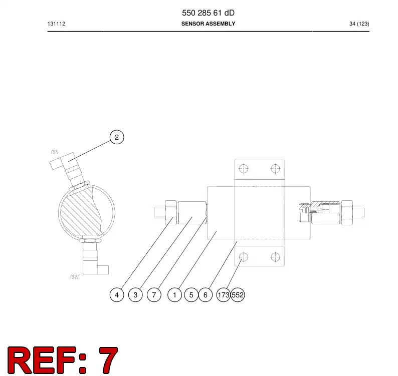 55028563a 550 285 63a Adapter (hydraulic) - Sandvik Technical Drawing