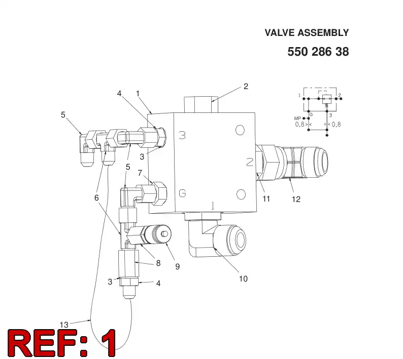 55028620 550 286 20 Manifold Block, Cartridge - Sandvik Technical Drawing